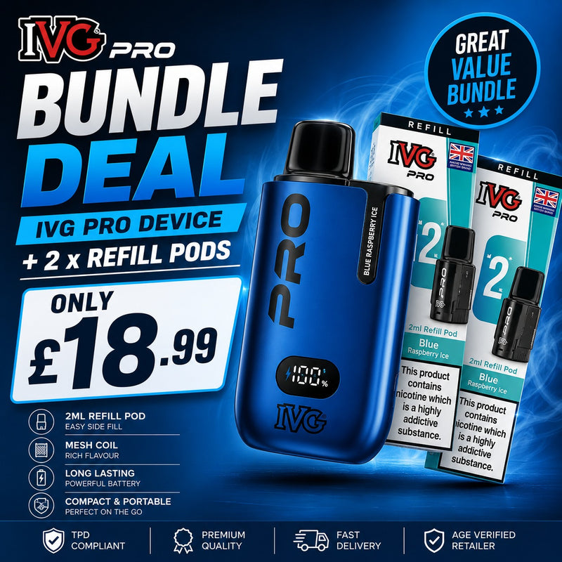 IVG Pro 12 Vape Kit + 2 IVG Pro 12 Replacement Pod - Bundle