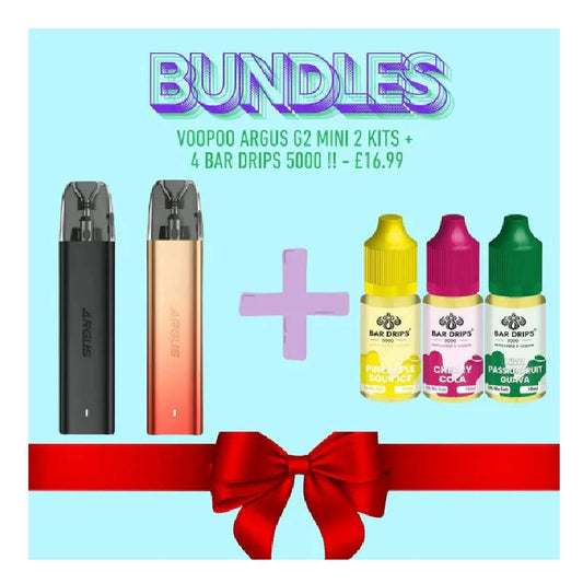 2 x Voopoo Argus G2 Mini + 5 Bar Drips 5000 Bundle